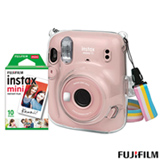 Kit Câmera Instantânea Instax Mini 11 Fujifilm Rosal com Pack com 10 filmes e Bolsa Crystal  - 705066134