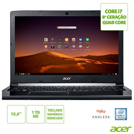 Notebook - Acer A515-51-c0zg I7-8550u 1.80ghz 8gb 1tb Padrão Intel Hd Graphics Linux Aspire 3 15,6