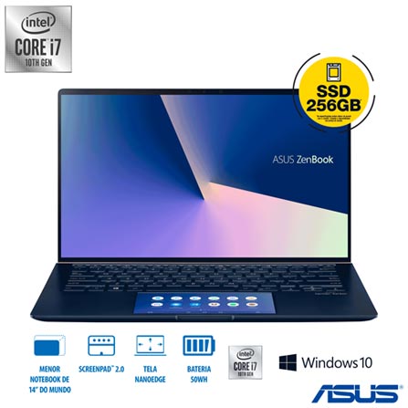 Notebook - Asus Ux434fac-a6340t I7-10510u 1.80ghz 8gb 256gb Ssd Intel Hd Graphics Windows 10 Home Zenbook 14" Polegadas