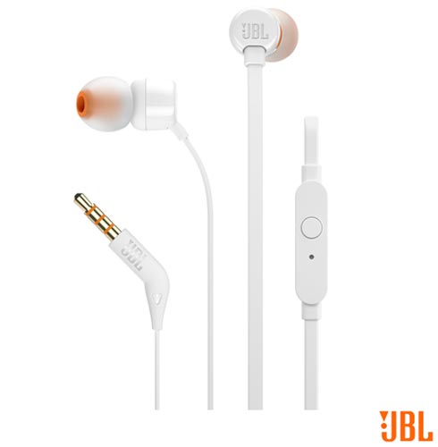 Fone de Ouvido JBL In Ear Intra-Auricular Branco - JBLT110WHT - JBLT110BCO # fastshop