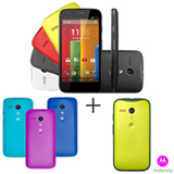 Smartphone Moto G Colors Dual Preto com 16GB + Kit com 3 Capas Motorola + Capa Grip Shells para Moto G