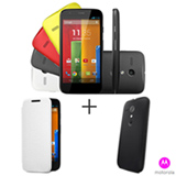 Smartphone Moto G Colors Dual Preto com 16GB + Capa Flip Shells Paper White + Capa Grip Shells Black Licorice