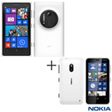Smartphone Nokia Lumia 1020 Branco com Tela de 4,5' + Smartphone Nokia Lumia 620 Branco com 3,8'
