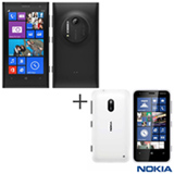 Smartphone Nokia Lumia 1020 Preto com Tela de 4,5' + Smartphone Nokia Lumia 620 Branco com 3,8'