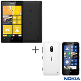 Smartphone Nokia Lumia 520 Preto com 4' + Smartphone Nokia Lumia 620 Branco com 3,8'