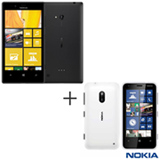 Smartphone Nokia Lumia 720 Preto com Tela 4,3' + Smartphone Nokia Lumia 620 Branco com 3,8'