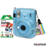 Kit Câmera Instantânea Instax Mini 11 Fujifilm Azul com Pack com 10 filmes e Bolsa Crystal - 705066135