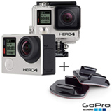 Filmadora GoPro Hero4 Black Adventure com 12 MP, Full HD e Filmagem em 4K - HERO4BLK + Kit de Suportes Preto - Opeco