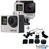 Filmadora GoPro Hero4 Black Adventure com 12 MP -  HERO4BLK + Kit de Suportes Diversos - AGBAG-001