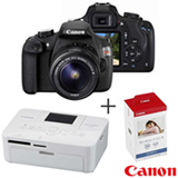 Câmera Digital Canon EOS Rebel T5 + Impressora Fotográfica Canon Selphy CP820 + Papel Fotográfico Canon KP108IN