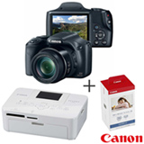 Câmera Digital Canon Powershot SX520HS + Impressora Fotográfica Canon Selphy CP820 + Papel Fotográfico Canon KP108IN