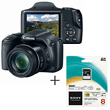 Câmera Digital Canon Powershot Super Zoom com 16 MP - SX520HS + Cartão SD Card 8 GB SF8N4QJ
