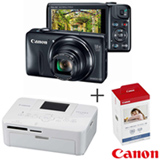 Câmera Compacta Digital SX600 + Impressora Fotográfica Portátil Canon Selphy CP820 + Papel Fotográfico Canon KP108IN
