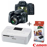 Câmera Digital Canon Powershot SX60HS + Impressora Fotográfica Canon Selphy CP820 + Papel Fotográfico Canon KP36IP