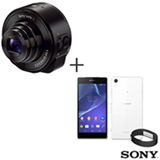 Câmera Digital Sony Cyber-Shot DSCQX10 para Tablet ou Smartphone com 18.2 MP + Smartphone Sony Xperia Z2 Branco