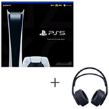 Playstation 5 Edicao Digital com 825 GB e 01 Controle DualSense + Headset sem fio Sony Pulse 3D Midnight Black