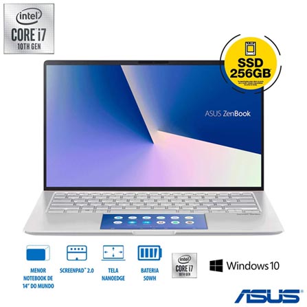 Notebook - Asus Ux434fac-a6339t I7-10510u 1.80ghz 8gb 256gb Ssd Intel Hd Graphics Windows 10 Home Zenbook 14" Polegadas