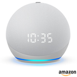 Assistente de Voz Amazon Smart Speaker Echo Dot 4º geração Branca com Alexa, controle inteligente por voz com relógio
