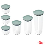 Conjunto de Potes Block em Poliestireno Verde Menta com 06 Peças - OU