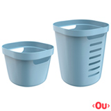 Conjunto Cesto para Roupas Cube Flex com 02 Peças Azul Glacial - OU