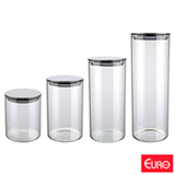 Conjunto de Potes em Vidro Slim Transparente com 04 Peças - Euro